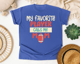 My Favorite Player Calls Me Mom Cream graphic tee in Flo Blue