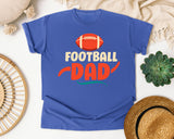 Football Dad Orange Script graphic tee in Flo Blue