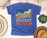 Little Sister Biggest Fan Rainbow graphic tee in Flo Blue