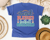 Stressed Blessed Football Obsessed graphic tee in Flo Blue