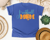 Football Mom Orange graphic tee in Flo Blue