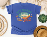 My Heart Is On That Field Retro graphic tee in Flo Blue
