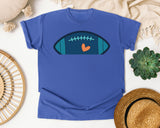 Football Navy Heart graphic tee in Flo Blue