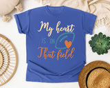 My Heart Is On That Field Script graphic tee in Flo Blue