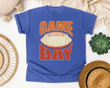 Game Day Orange Bold graphic tee in Flo Blue