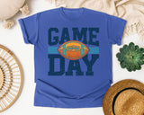Game Day Navy Stripes graphic tee in Flo Blue