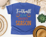 Football Is My Favorite Season Orange graphic tee in Flo Blue