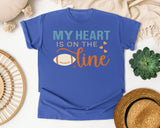 My Heart Is On The Line graphic tee in Flo Blue