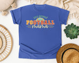 One Proud Football Mama graphic tee in Flo Blue
