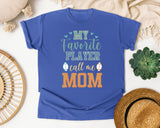My Favorite Player Call Me Mom Blue graphic tee in Flo Blue