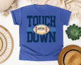 Touch Down Navy Bold graphic tee in Flo Blue