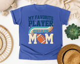 My Favorite Player Calls Me Mom Vintage graphic tee in Flo Blue