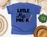 Little Miss Pre-K Paintbrush graphic tee in Flo Blue