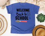 Welcome Back To School Paintbrush graphic tee in Flo Blue