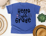 Hello Eighth Grade graphic tee in Flo Blue