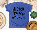 Hello Third Grade Globe graphic tee in Flo Blue