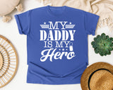 My Daddy Is My Hero White 6 graphic tee in Flo Blue