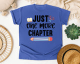 Just One More Chapter graphic tee in Flo Blue