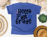 Hello Fifth Grade Backpack graphic tee in Flo Blue