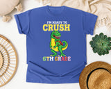 Im Ready To Crush 6th Grade Dino graphic tee in Flo Blue