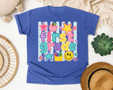 First Grade Crayons Smiley graphic tee in Flo Blue