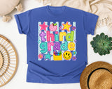 Third Grade Crayons Smiley graphic tee in Flo Blue