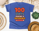 100 Days Making A Difference graphic tee in Flo Blue