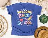 Welcome Back To School Sparkle graphic tee in Flo Blue
