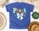 Pre-K Paper Bow graphic tee in Flo Blue