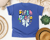 Fifth Grade Paper Bow graphic tee in Flo Blue