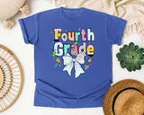 Fourth Grade Paper Bow graphic tee in Flo Blue
