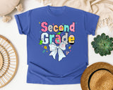 Second Grade Paper Bow graphic tee in Flo Blue