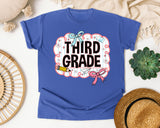 Third Grade Scallop Bow graphic tee in Flo Blue