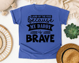 Land Of The Free Because My Daddy Is Brave White graphic tee in Flo Blue