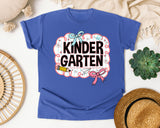 Kindergarten Scallop Bow graphic tee in Flo Blue