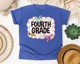 Fourth Grade Scallop Bow graphic tee in Flo Blue
