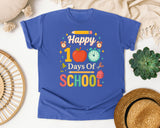 Happy 100 Days Of School Apple Clock graphic tee in Flo Blue