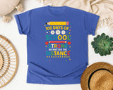 100 Days Of School Strong No Matter The Distance graphic tee in Flo Blue