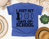 I Just Hit 100 Days Of School Baseball graphic tee in Flo Blue