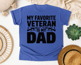 My Favorite Veteran Is My Dad Grey graphic tee in Flo Blue
