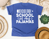 I Go To School In My Pajamas White 2 graphic tee in Flo Blue