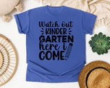 Watch Out Kindergarten Here I Come White graphic tee in Flo Blue