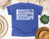 Brisket Bacon Ribs And Freedom White graphic tee in Flo Blue