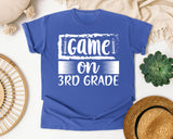 Game On 3rd Grade White graphic tee in Flo Blue