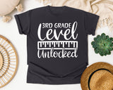 3rd Grade Level Unlocked White graphic tee in Graphite