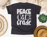 Peace Out 5th Grade White graphic tee in Graphite