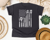 BBQ Tools American Flag White graphic tee in Graphite