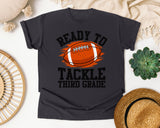 Ready To Tackle Third Grade graphic tee in Graphite