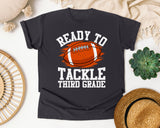 Ready To Tackle Third Grade White graphic tee in Graphite