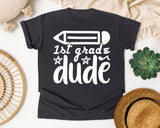 1st Grade Dude White 2 graphic tee in Graphite